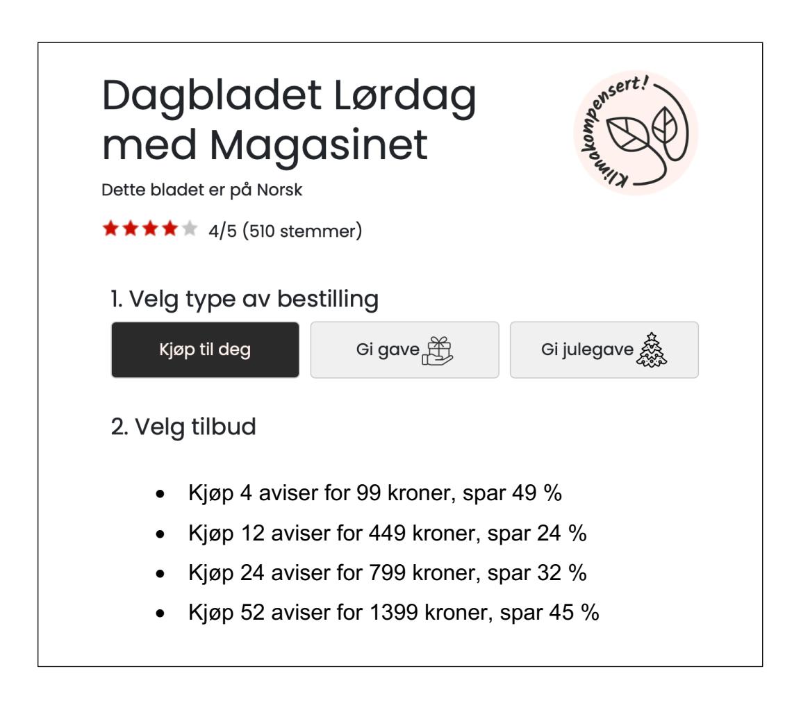 Dagbladet Lørdag med Magasinet – tilbud fra Bladkongen