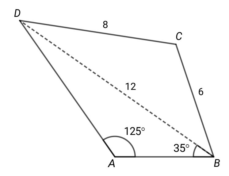 Firekantet figur ABCD med mål