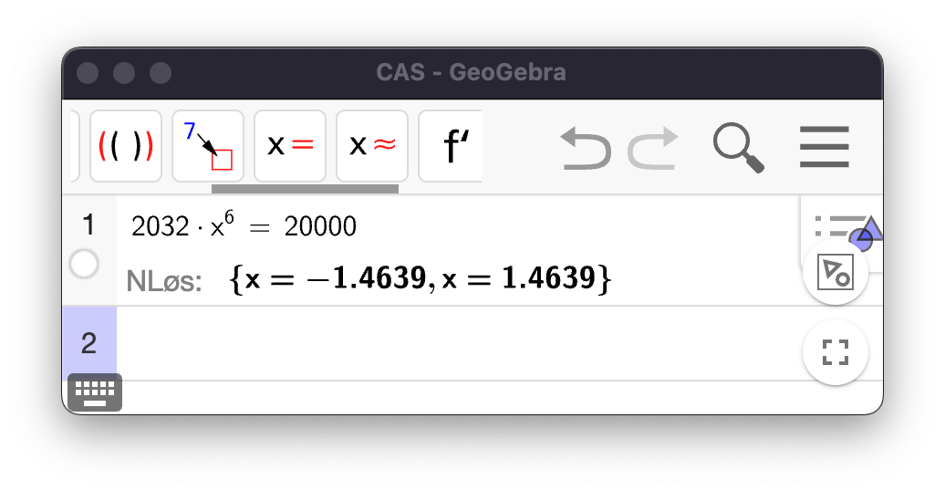 CAS-løsning av oppgave 2-1d