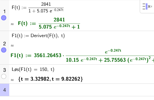 GeoGebra CAS løsning for oppgave 2-1c