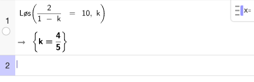 GeoGebra CAS løsning for oppgave 2-3b