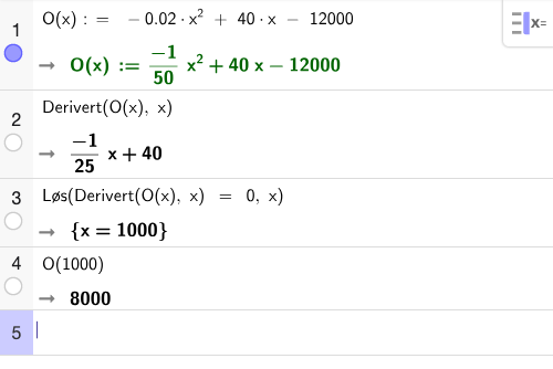 GeoGebra CAS løsning for oppgave 2-4a