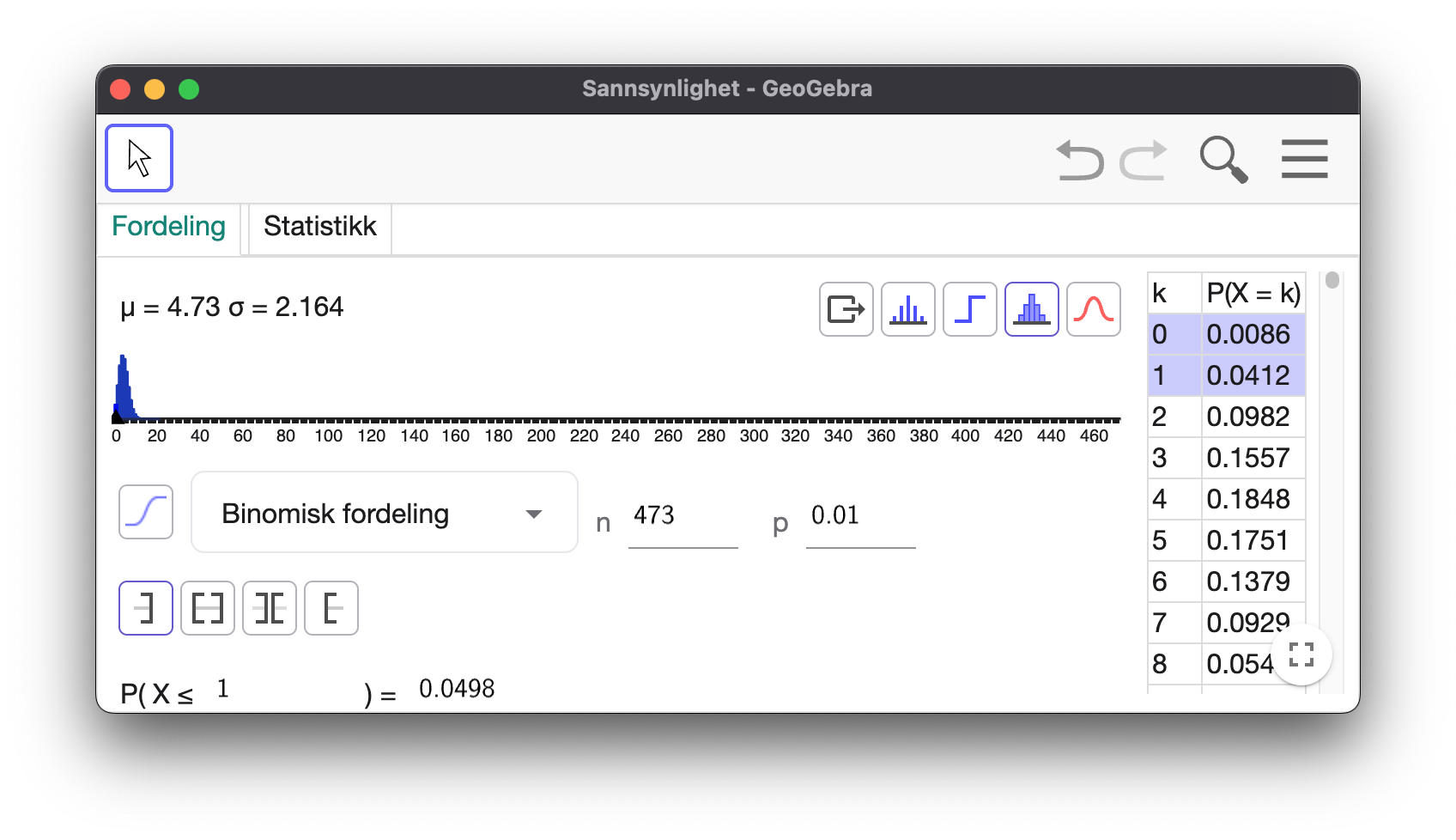 Binomisk hypotesetest til oppgave 3b del 2